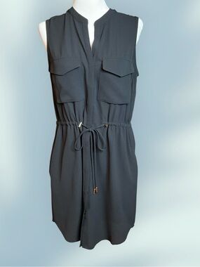Molly Bracken Black Sleeveless Shirt Dress, size L